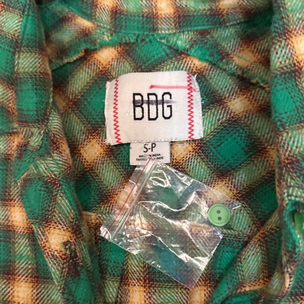 BDG Urban Outfitters Brixton Frayed Hemline Plaid Flannel Shirt SP Grunge New - Picture 5 of 7